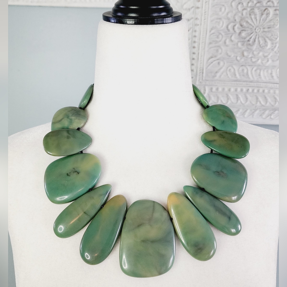 Green Resin Bead Statement Necklace